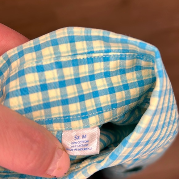 Southern Tide Button Down Shirt Checkered Blue Yellow Long sleeve Men’s Medium - Picture 3 of 6
